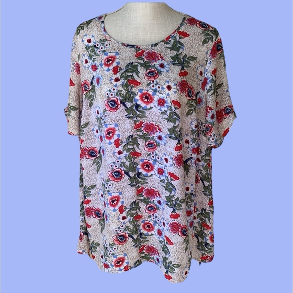 DR2 Floral Print Blouse Plus Size 1X